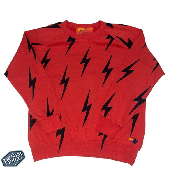 Aviator Natiom Unisex Red/Black Repeat Bolt Stitch Crewneck/Sweatshirt!! - Picture 3 of 11